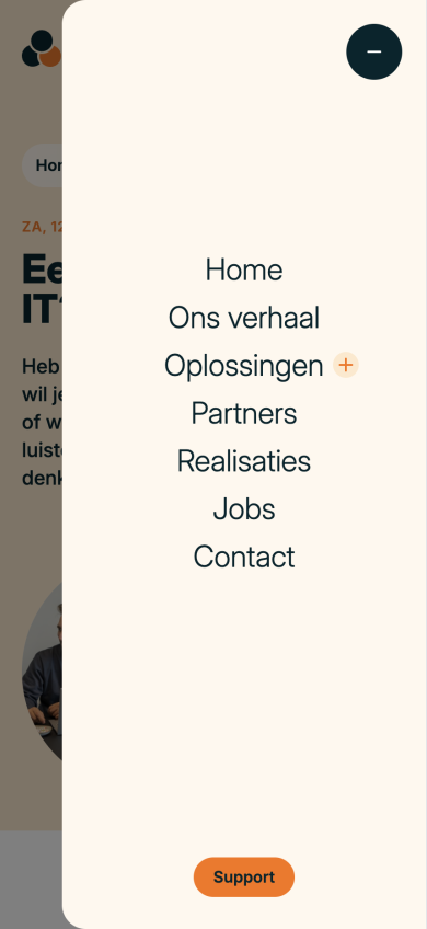 Mobiele versie van de website van Sym3, gemaakt door Webfluence