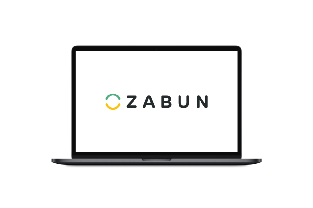 Mockup van laptop met Zabun logo