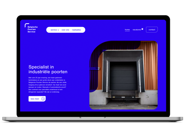 Website mockup van Belgische Poorten Service