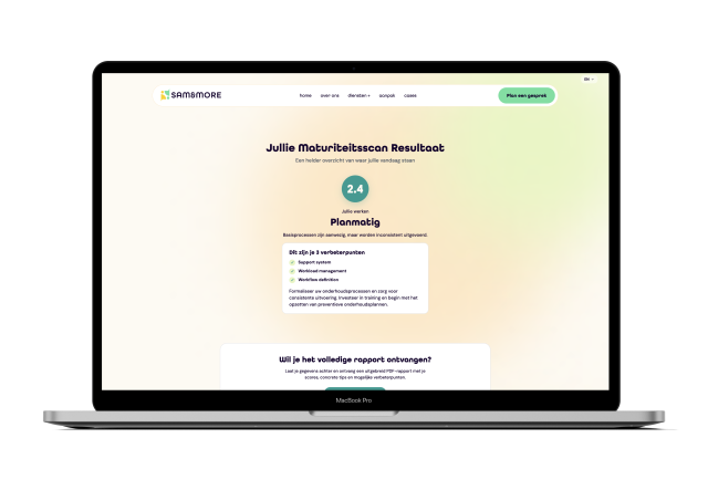 Geautomatiseerde leadgenerator voor SAM&more aan de hand van een maturiteitsscan
